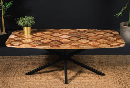 Carlton Furniture Ikat - Antique Oval Coffee Table with Spider Metal legs — lifestyle setting