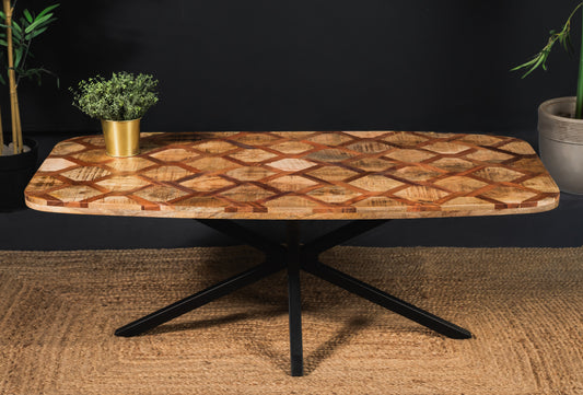 Carlton Furniture Ikat - Antique Oval Coffee Table with Spider Metal legs — lifestyle setting