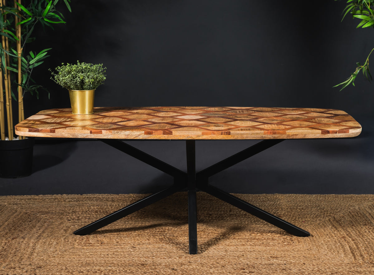 Carlton Furniture Ikat - Antique Oval Coffee Table with Spider Metal legs — lifestyle setting