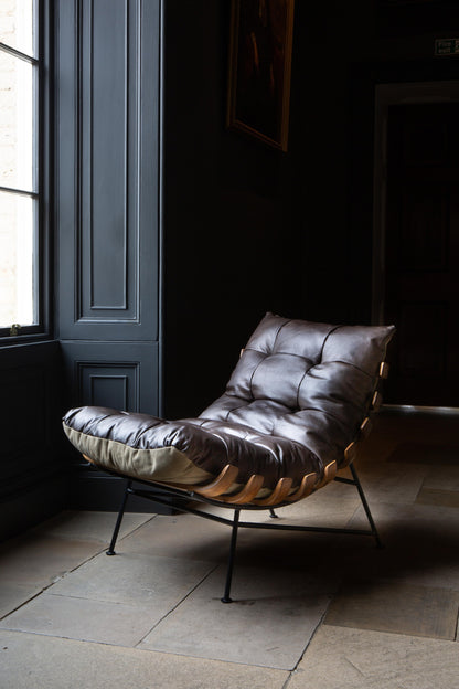Carlton Furniture Longbeach Chair Leather Chair with Canvas back — lifestyle setting