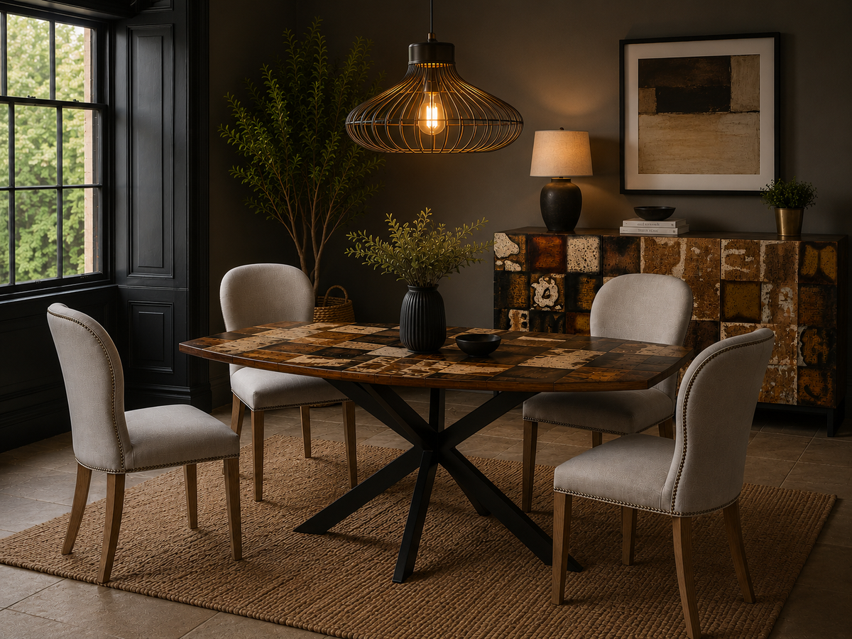 Carlton Furniture Lovell Dining Table with Spider Leg — lifestyle setting