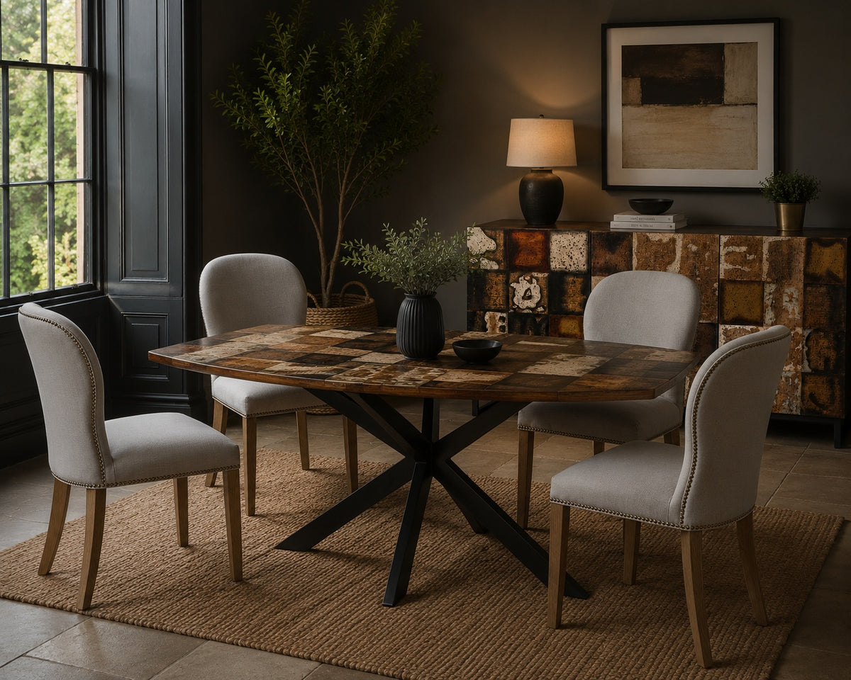 Carlton Furniture Lovell Dining Table with Spider Leg — lifestyle setting