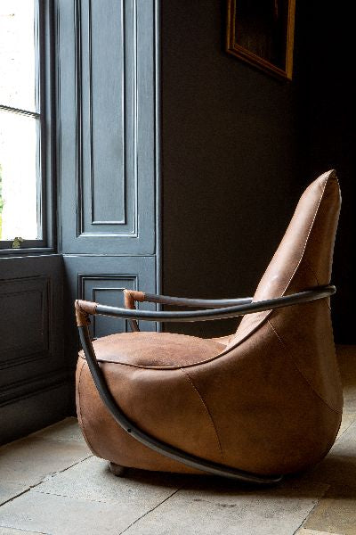 Carlton Furniture Maverick Retro Relax Armchair - side room view showing sloping back