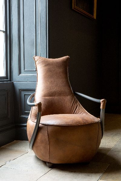Carlton Furniture Maverick Retro Relax Armchair - full front room view of brown relax chair