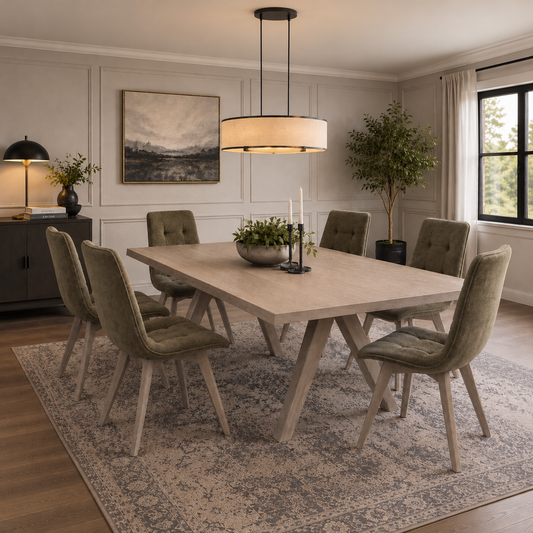 Carlton Furniture Modena Dining Table with A Shape Wooden Legs in Grey Oiled - lifestyle view