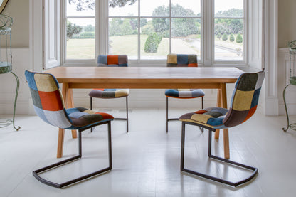 Carlton Furniture Modena Dining Table with A Shape Wooden Legs in Natural Oiled - room view of natural-oiled top and wooden A legs