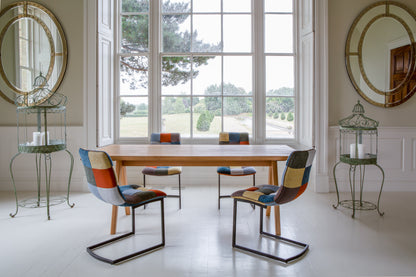Carlton Furniture Modena Dining Table with A Shape Wooden Legs in Natural Oiled - room view of natural-oiled top and wooden A legs