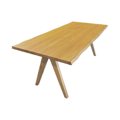 Carlton Furniture Modena Dining Table with A Shape Wooden Legs in Natural Oiled - angled white background view showing wooden A legs