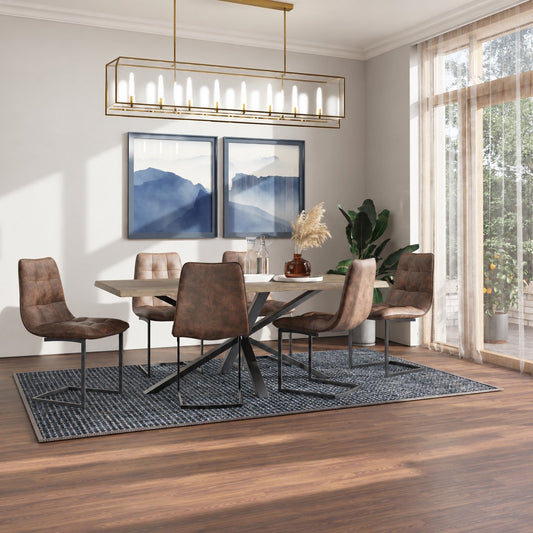 Carlton Furniture Modena Dining Table with Spider Legs in Grey Oiled - styled dining room showing grey-oiled top and black spider legs