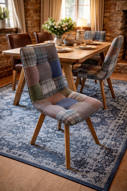 Carlton Furniture Pair of Atlanta Swivel Chairs - Patchwork - Oak Legs Matt Lacquer — lifestyle setting