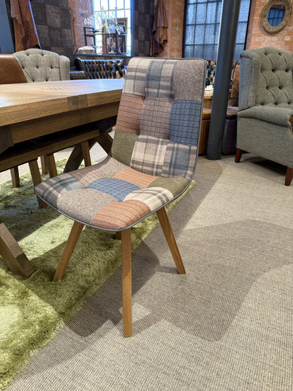 Carlton Furniture Pair of Atlanta Swivel Chairs - Patchwork - Oak Legs Matt Lacquer — lifestyle setting
