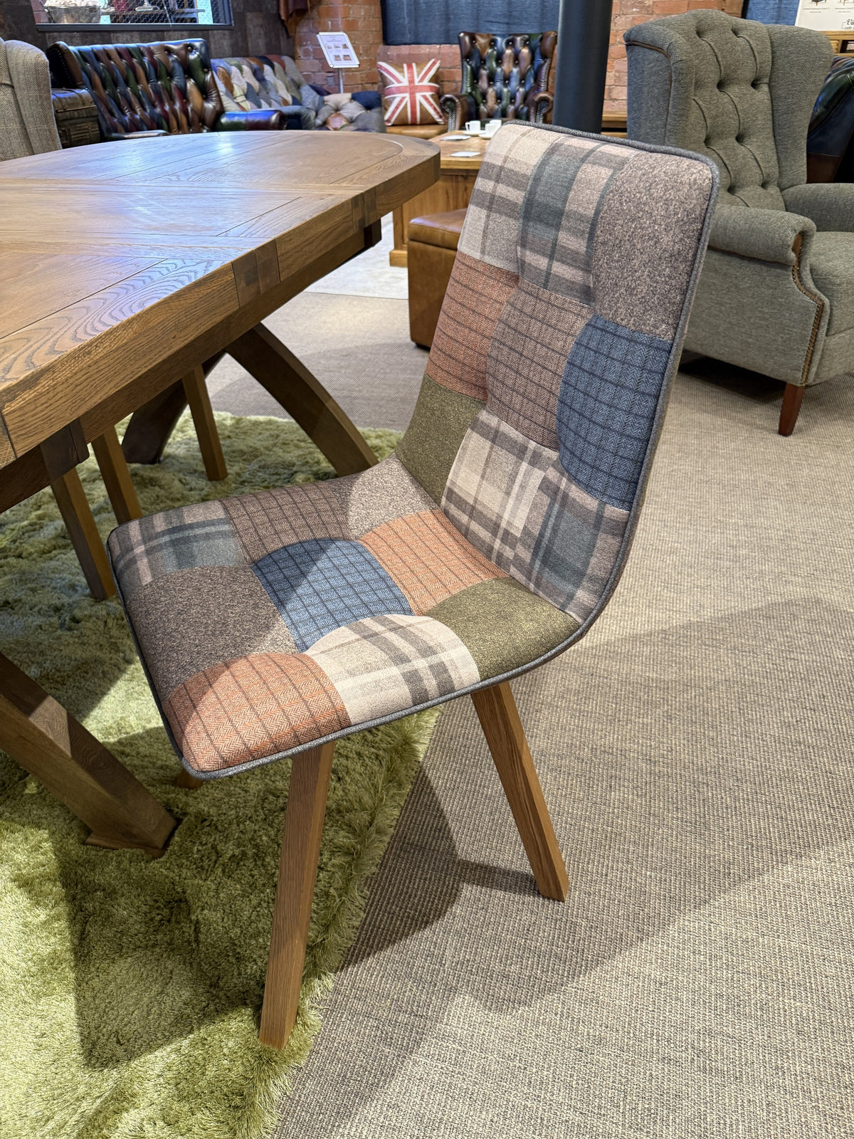 Carlton Furniture Pair of Atlanta Swivel Chairs - Patchwork - Oak Legs Matt Lacquer — lifestyle setting