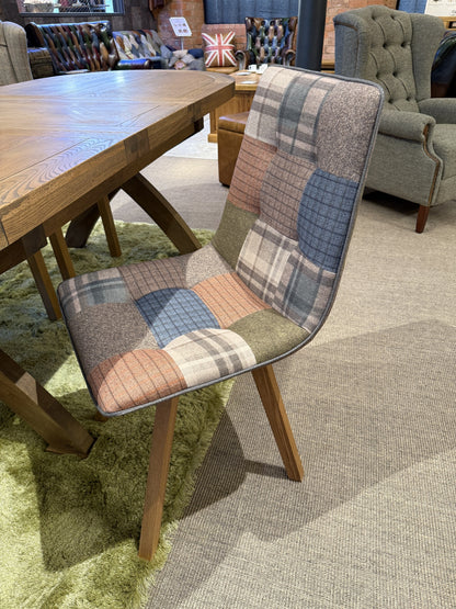 Carlton Furniture Pair of Atlanta Swivel Chairs - Patchwork - Oak Legs Matt Lacquer — lifestyle setting