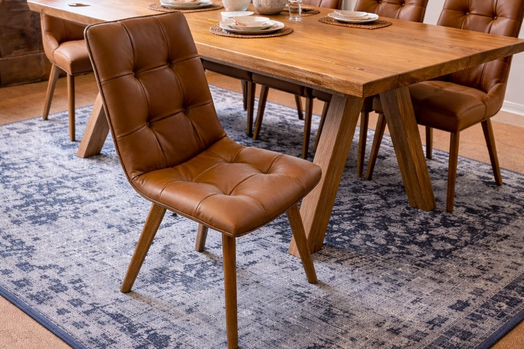 Carlton Furniture Pair of Atlanta Swivel Chairs - Tan Leather - Grey Oiled Legs — lifestyle setting