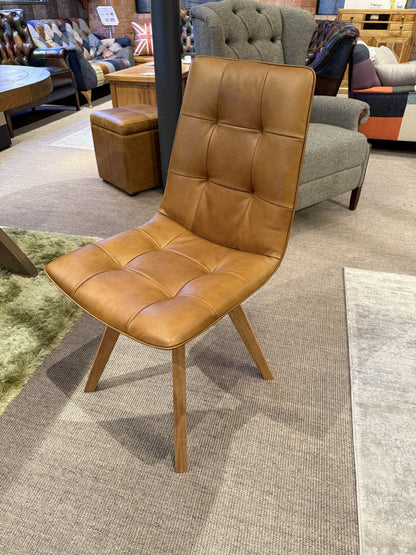 Carlton Furniture Pair of Atlanta Swivel Chairs - Tan Leather - Grey Oiled Legs — lifestyle setting