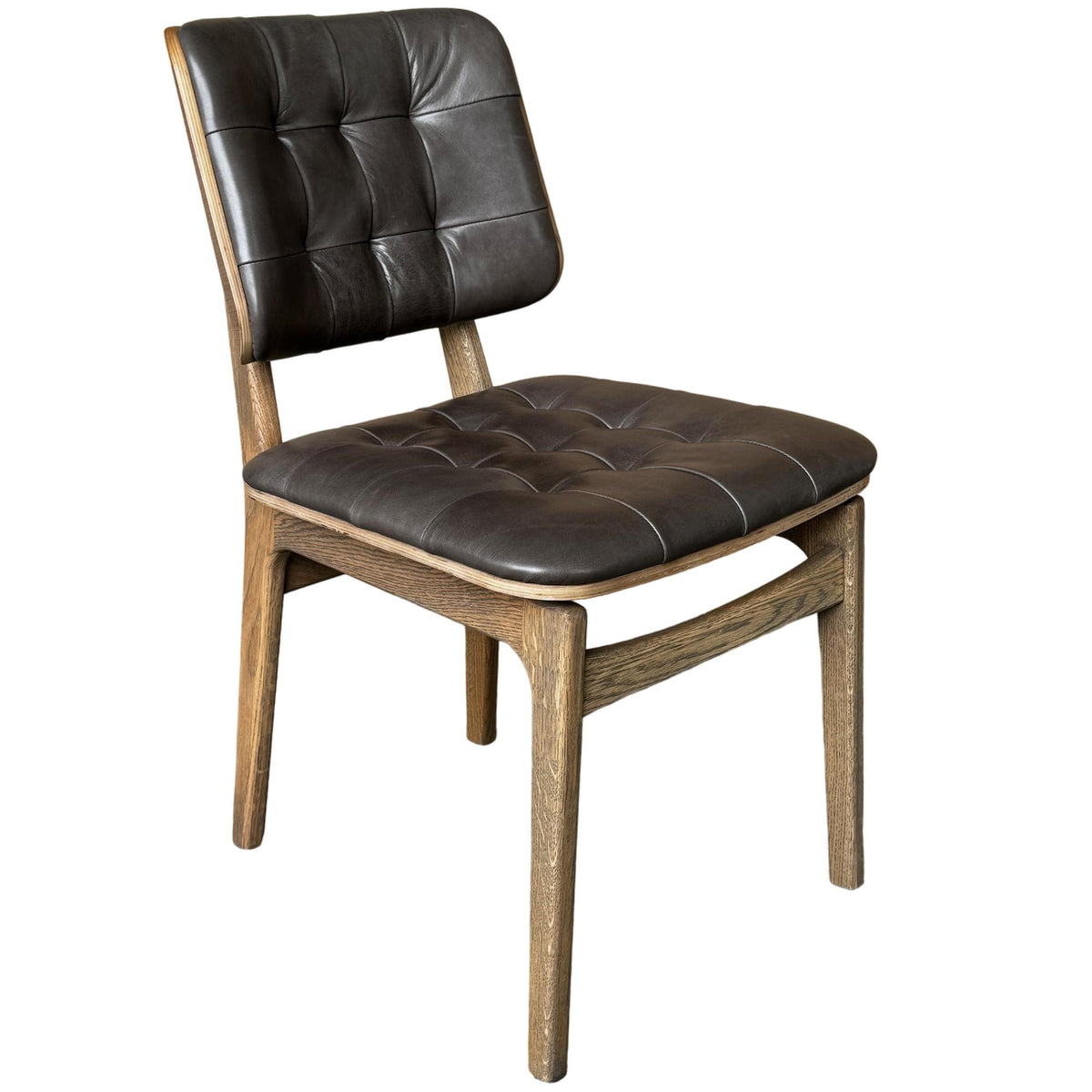 Carlton Furniture Pair of Boden Chairs upholstered seat and back in Grey Leather Grey oil legs — product view
