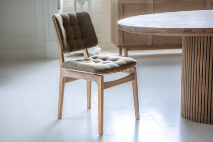 Carlton Furniture Pair of Boden Chairs upholstered seat and back in Hunter green Fabric Grey oil legs — lifestyle setting