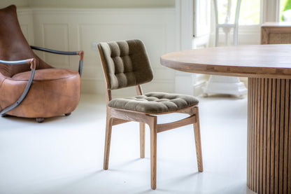Carlton Furniture Pair of Boden Chairs upholstered seat and back in Hunter green Fabric Grey oil legs — lifestyle setting