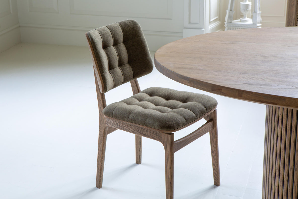Carlton Furniture Pair of Boden Chairs upholstered seat and back in Hunter green Fabric Grey oil legs — lifestyle setting