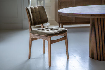 Carlton Furniture Pair of Boden Chairs upholstered seat and back in Hunter green Fabric Grey oil legs — lifestyle setting