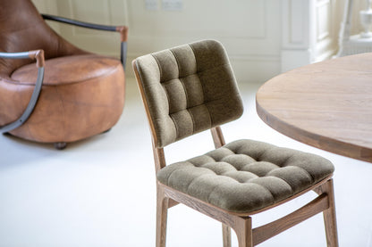 Carlton Furniture Pair of Boden Chairs upholstered seat and back in Hunter green Fabric Grey oil legs — lifestyle setting