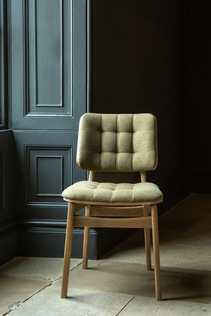 Carlton Furniture Pair of Boden Chairs upholstered seat and back in Hunter green Fabric Grey oil legs — lifestyle setting