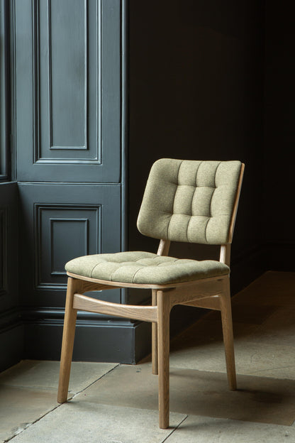 Carlton Furniture Pair of Boden Chairs upholstered seat and back in Hunter green Fabric Grey oil legs — lifestyle setting