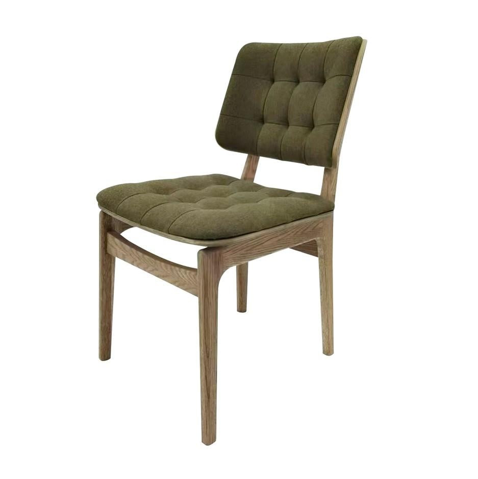 Carlton Furniture Pair of Boden Chairs upholstered seat and back in Hunter green Fabric Grey oil legs — product view