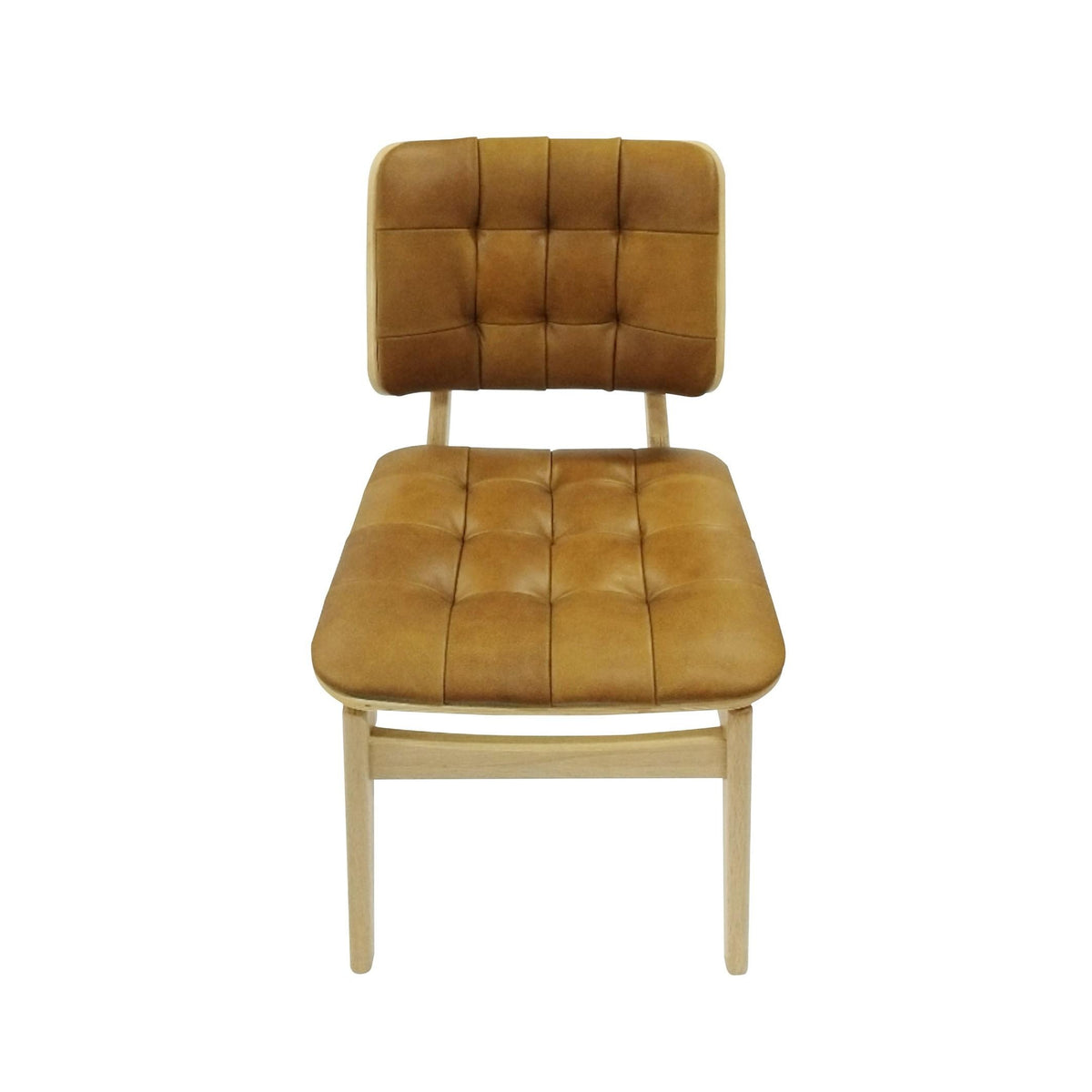 Carlton Furniture Pair of Boden Chairs upholstered seat and back in Tan Leather Bianco oil legs — product view