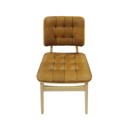 Carlton Furniture Pair of Boden Chairs upholstered seat and back in Tan Leather Bianco oil legs — product view