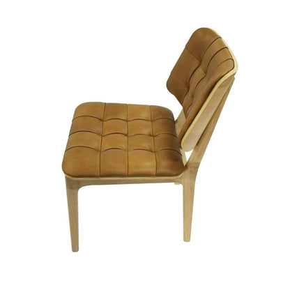 Carlton Furniture Pair of Boden Chairs upholstered seat and back in Tan Leather Bianco oil legs — product view
