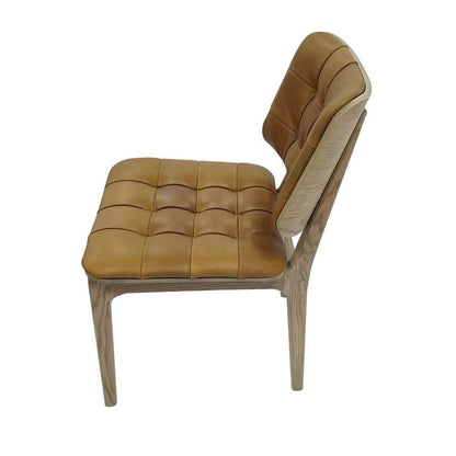 Carlton Furniture Pair of Boden Chairs upholstered seat and back in Tan Leather Grey oil legs — product view