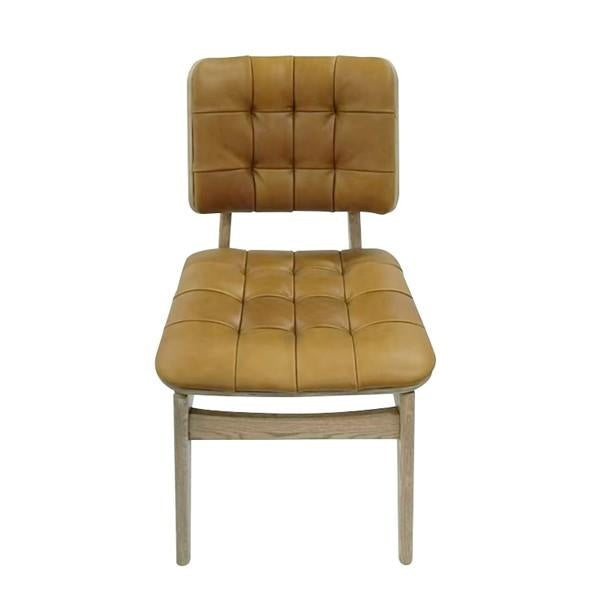 Carlton Furniture Pair of Boden Chairs upholstered seat and back in Tan Leather Grey oil legs — product view
