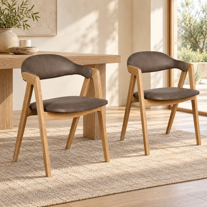 Carlton Furniture Pair of Ossby Chairs in Grey leather with Grey Oiled Legs — lifestyle setting