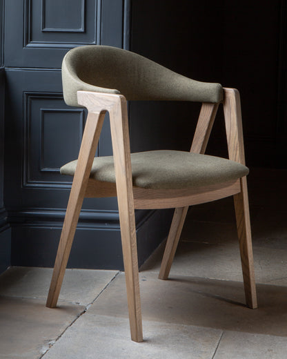 Carlton Furniture Pair of Ossby Chairs in Hunter Green Fabric with Grey Oiled Legs — lifestyle setting