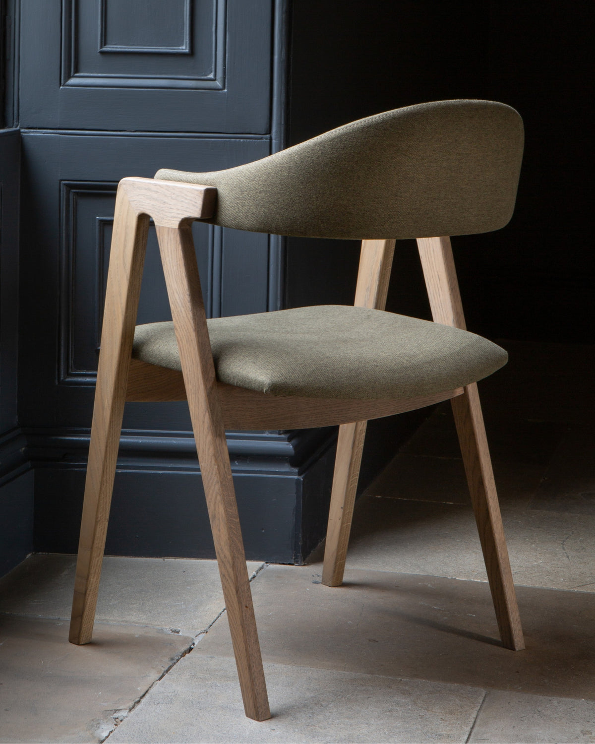 Carlton Furniture Pair of Ossby Chairs in Hunter Green Fabric with Grey Oiled Legs — lifestyle setting