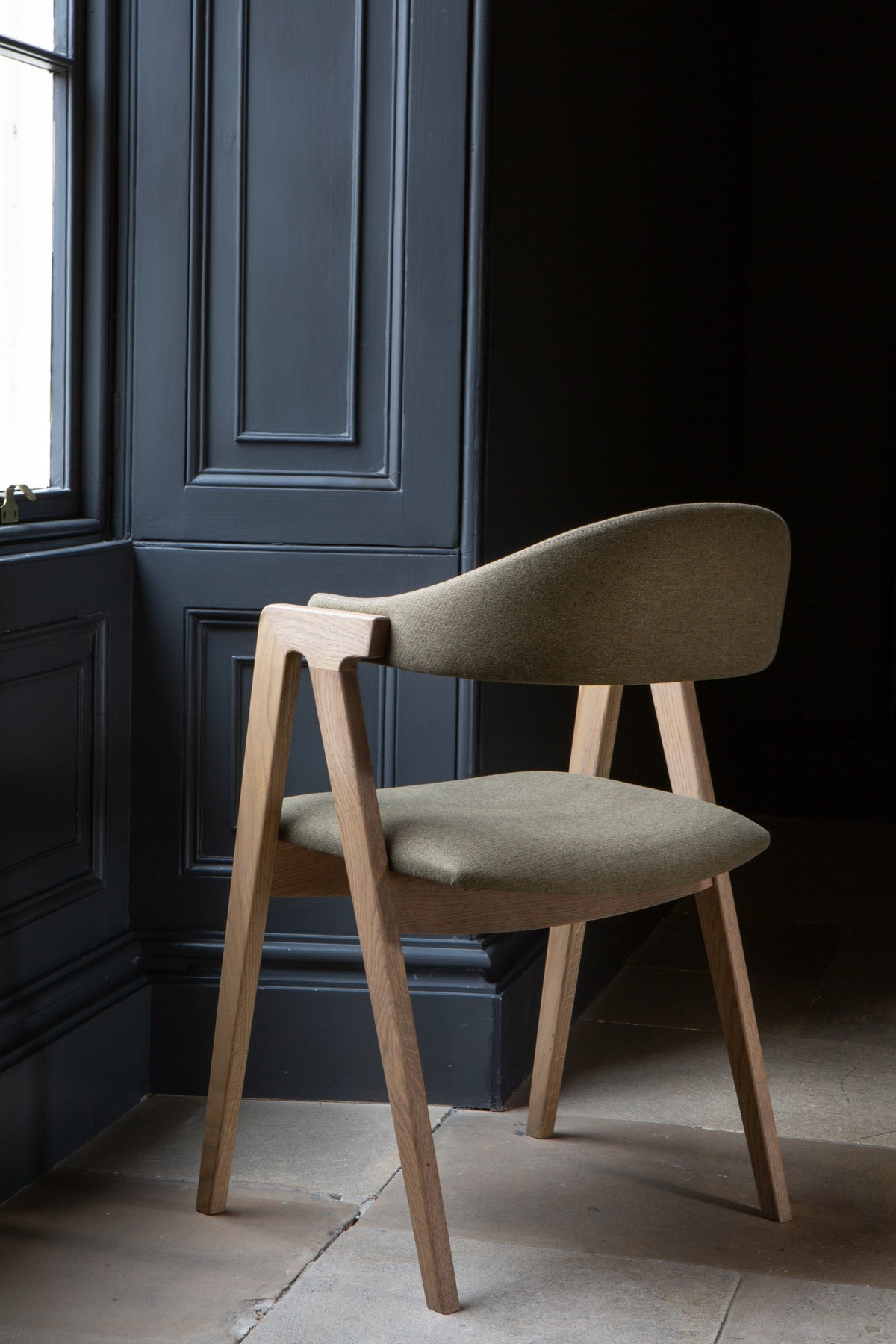 Carlton Furniture Pair of Ossby Chairs in Hunter Green Fabric with Grey Oiled Legs — lifestyle setting