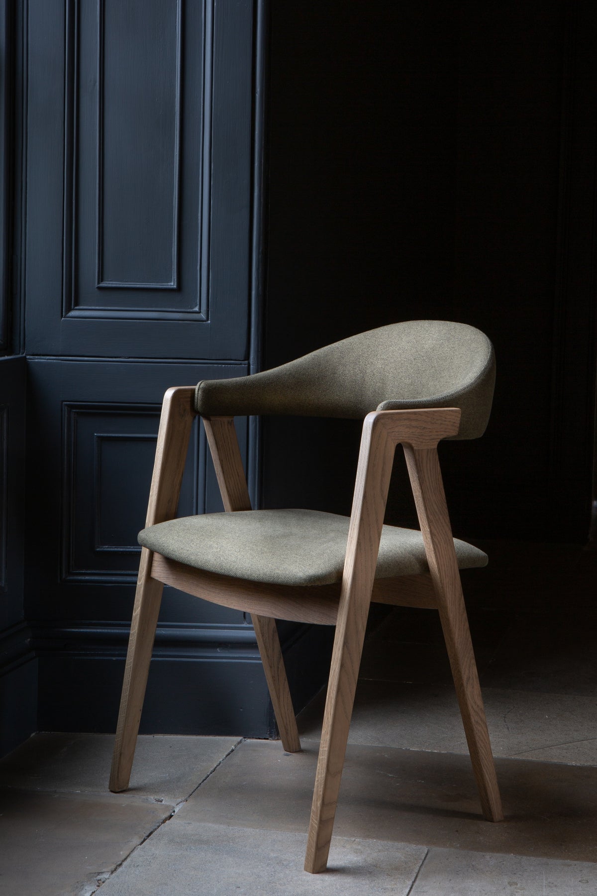 Carlton Furniture Pair of Ossby Chairs in Hunter Green Fabric with Grey Oiled Legs — lifestyle setting