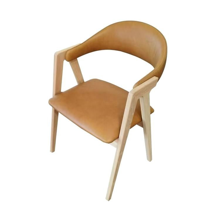 Carlton Furniture Pair of Ossby Chairs in Tan leather with Bianco Oiled Legs — product view