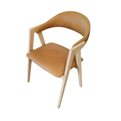 Carlton Furniture Pair of Ossby Chairs in Tan leather with Bianco Oiled Legs — product view