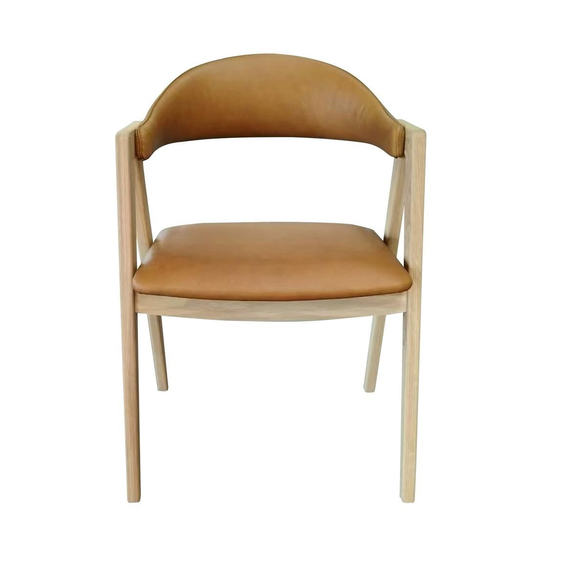 Carlton Furniture Pair of Ossby Chairs in Tan leather with Bianco Oiled Legs — product view