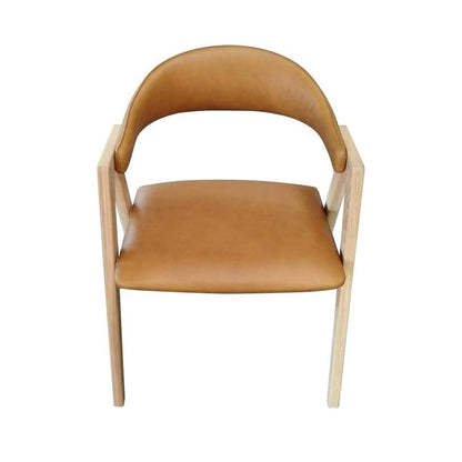 Carlton Furniture Pair of Ossby Chairs in Tan leather with Bianco Oiled Legs — product view