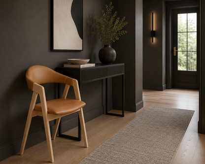 Carlton Furniture Pair of Ossby Chairs in Tan leather with Grey Oiled Legs — lifestyle setting