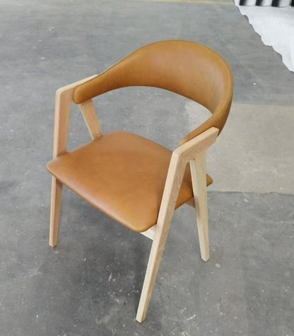 Carlton Furniture Pair of Ossby Chairs in Tan leather with Grey Oiled Legs — product view
