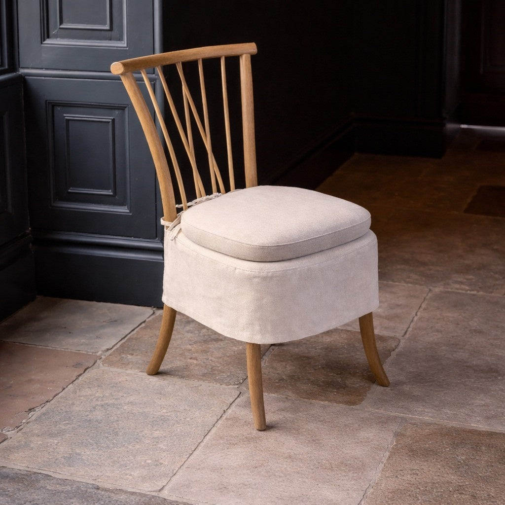 Carlton Furniture Pair of Tiana Chairs Natural Linen Aqua Guard Fabric — lifestyle setting