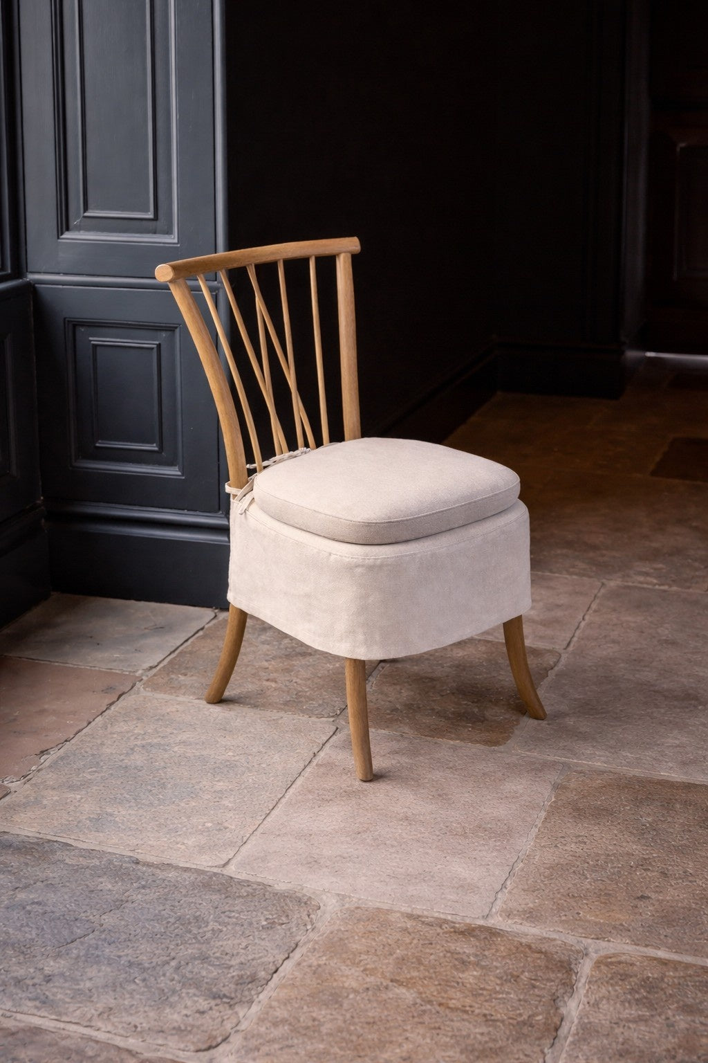 Carlton Furniture Pair of Tiana Chairs Natural Linen Aqua Guard Fabric — lifestyle setting