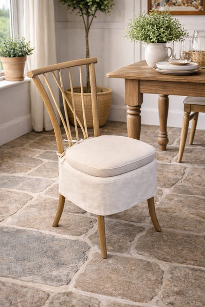 Carlton Furniture Pair of Tiana Chairs Natural Linen Aqua Guard Fabric — lifestyle setting