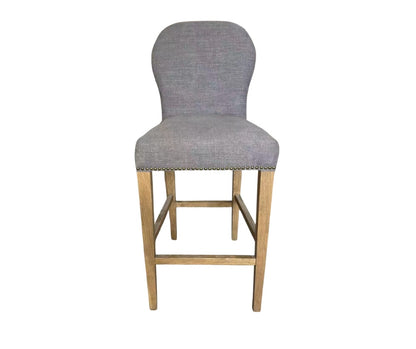Carlton Furniture Pavilion Barstool - Smoke with Grey oil legs & Brass Studs — product view