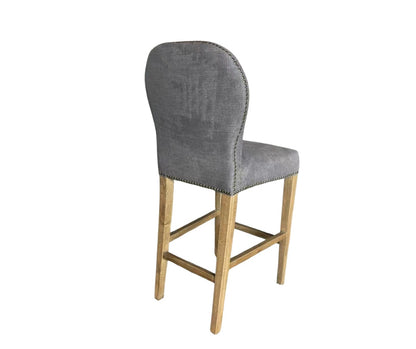 Carlton Furniture Pavilion Barstool - Smoke with Grey oil legs & Brass Studs — product view