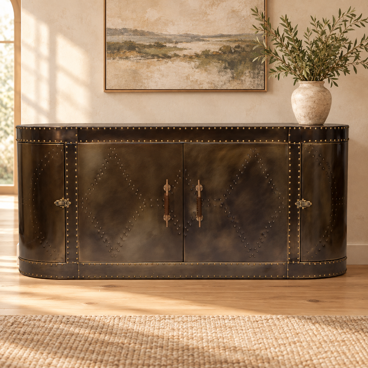Carlton Furniture Sideboard - Vintage Jet Brass — lifestyle setting